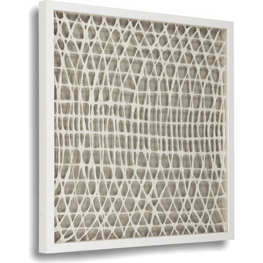 Abstract Convex Paper Framed Art by Zentique in off-white paper in white frame and fir wood, glass. Made from pine wood, mdf, glass in a modern style.