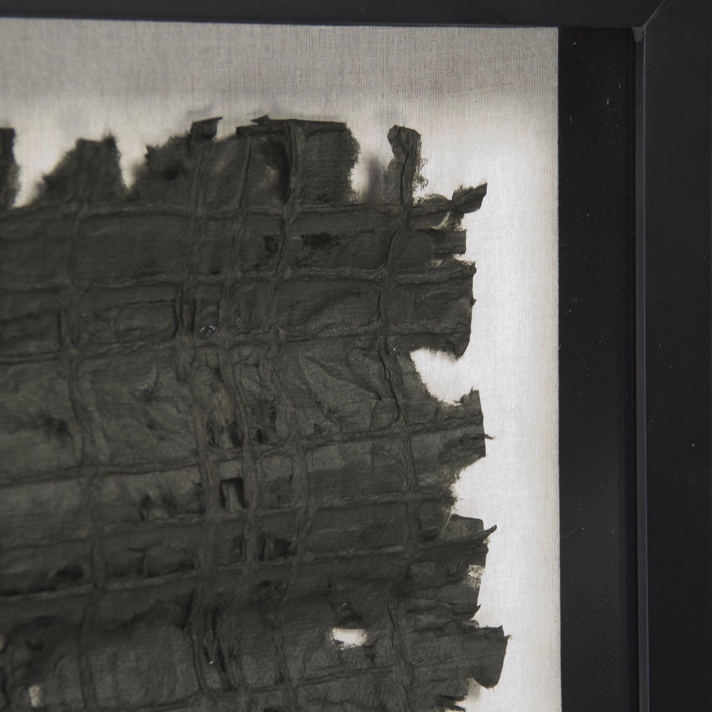 005 S-338609 | Closeup | Abstract Black Paper Framed Art by Zentique in black paper in black frame and fir wood, glass. Made from pine wood, glass in a modern style.