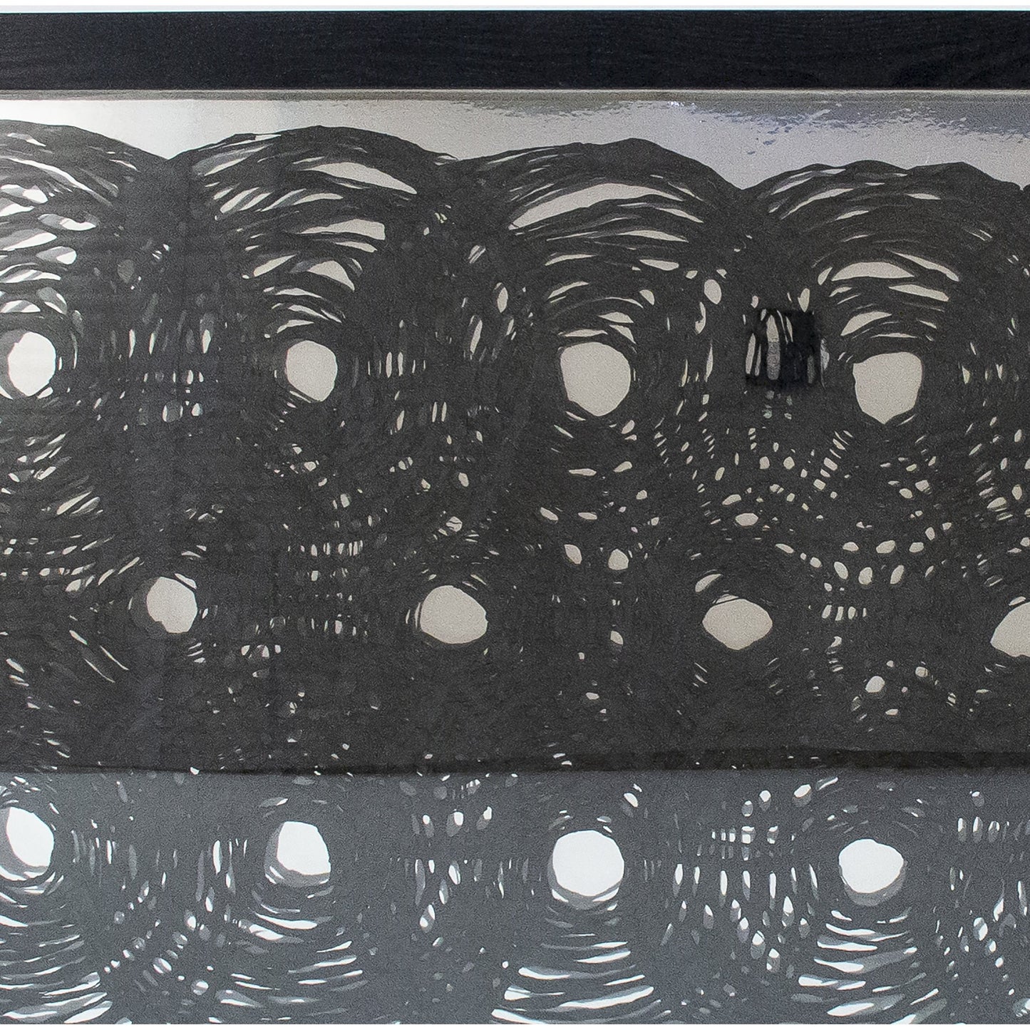 002 S-338612 | Closeup | Abstract Circles Paper Framed Art by Zentique in black paper on metallic background in black frame and fir wood, glass. Made from mdf, glass in a modern style.