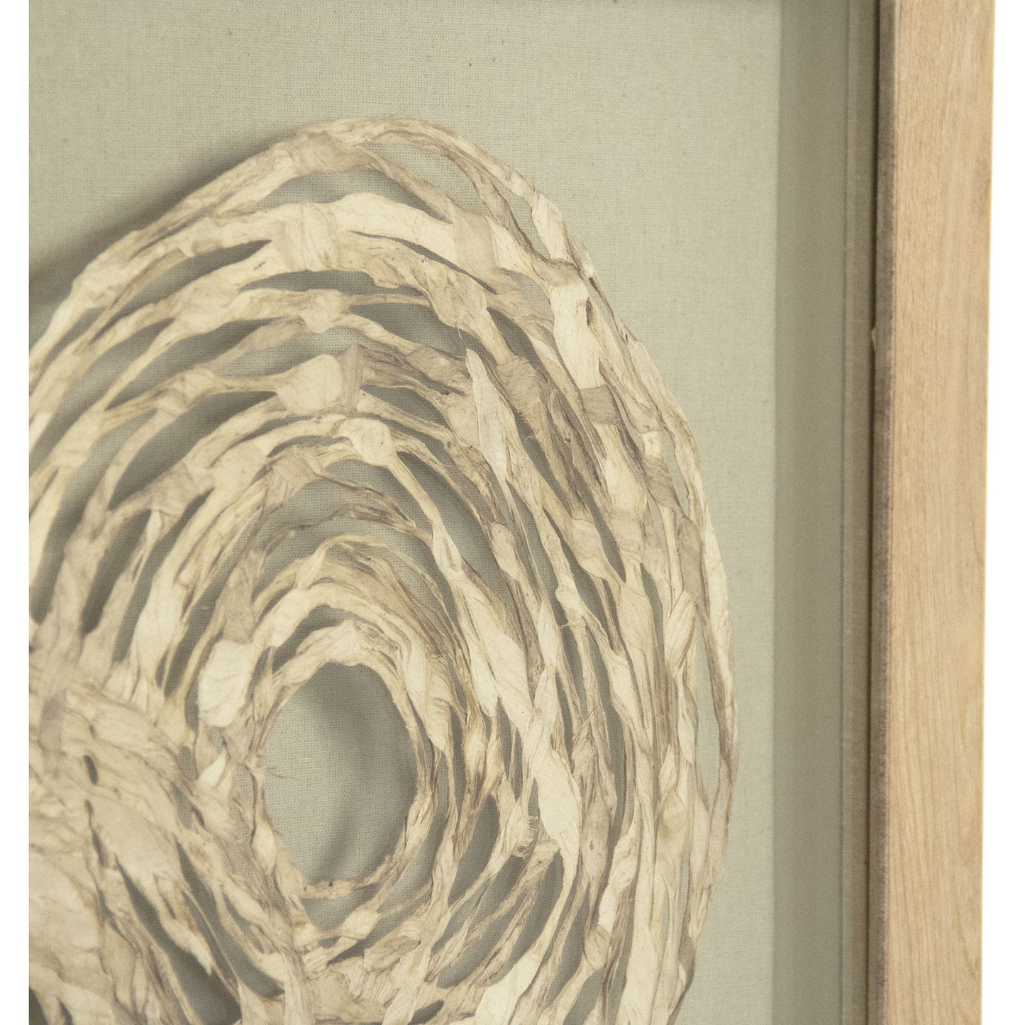 001 S-338614 | Closeup | Abstract Overlapping Paper Framed Art by Zentique in white paper on tan background in tan frame and fir wood, glass. Made from mdf, glass in a modern style.