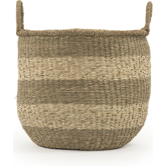 Basket with Handles by Zentique in brown and seagrass, palm leaf. Made from seagrass, palm leaf in a cottage & farmhouse style.