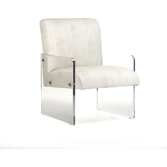 Emile Acrylic Chair by Zentique in white vinyl and acrylic. Made from acrylic in a modern style.