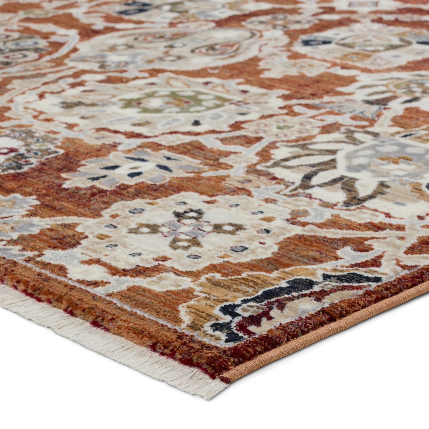 002 SI-1973935,SI-1973936,SI-1973937,SI-1973938 | Closeup | Zefira ZFA22 Rug by Jaipur Living in orange, cream. Made from 100% polypropylene in a unique style.