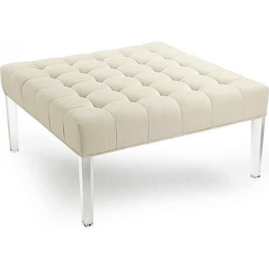 Raylen Ottoman by Zentique in cream cotton and acrylic. Made from unique in a modern style.