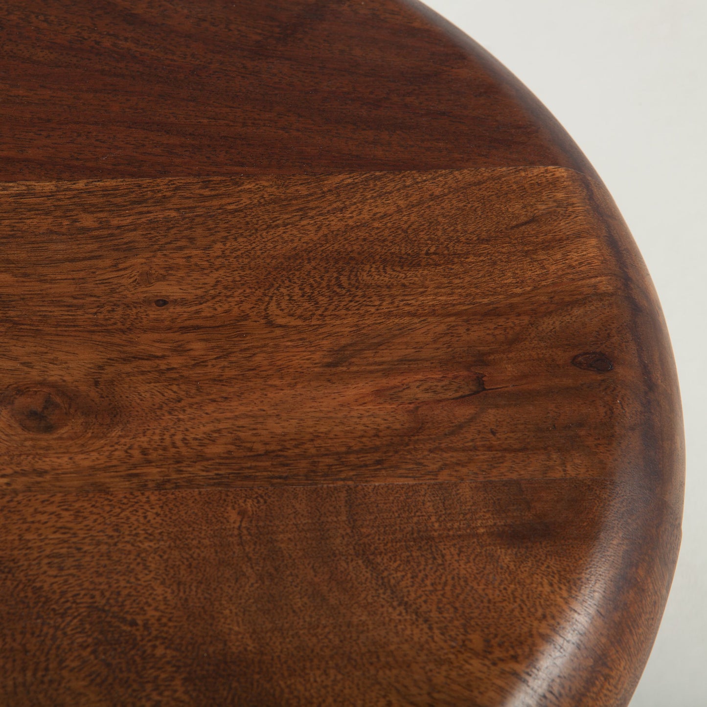 003 SR-876821 | Closeup | Artezia Adjustable Bar Stool by World Interiors in brown and walnut, antique zinc. Made from acacia wood, iron in a rustic style.