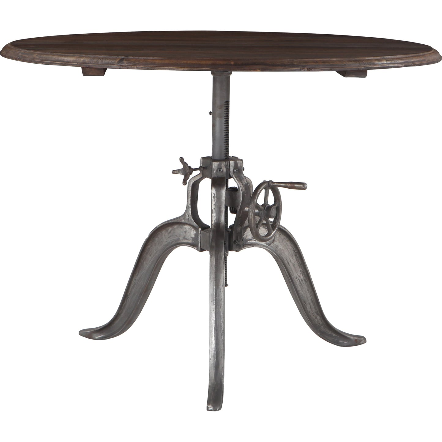 001 SR-876827 | Additional Silo | Artezia Adjustable Table by World Interiors in brown and weathered gray, gunmetal. Made from teak wood, iron in a rustic style.