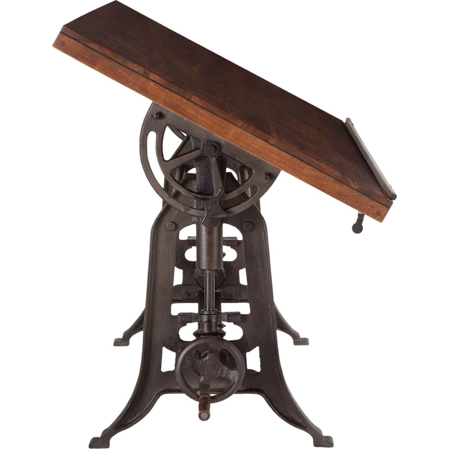 004 SR-876832 | Additional Silo | Artezia Adjustable Drafting Desk by World Interiors in brown and walnut, antique zinc. Made from acacia wood, iron in a modern style.