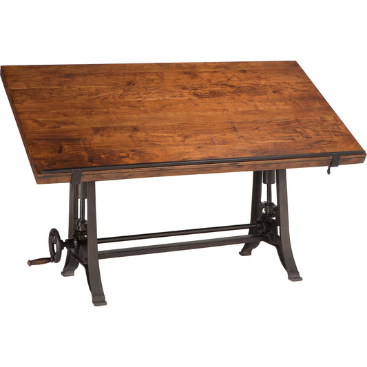 001 SR-876832 | Primary Silo | Artezia Adjustable Drafting Desk by World Interiors in brown and walnut, antique zinc. Made from acacia wood, iron in a modern style.