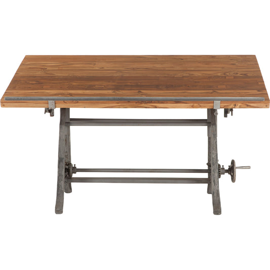 001 SR-876843 | Primary Silo | Artezia Industrial Drafting Desk by World Interiors in brown and natural, gunmetal. Made from teak wood, iron in a modern style.