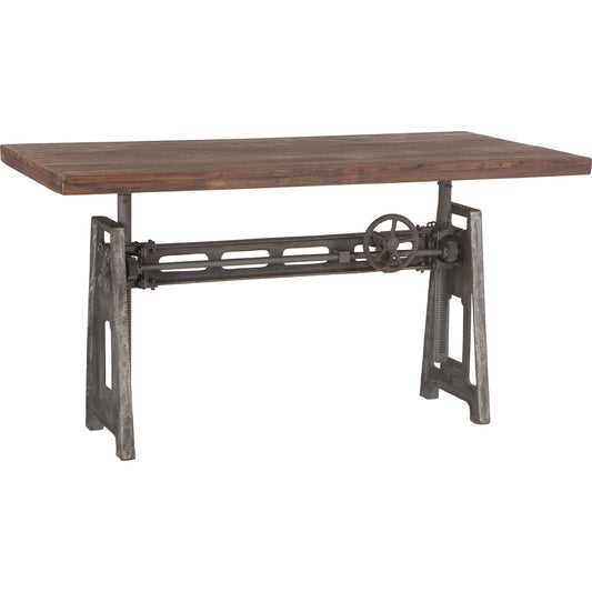 001 SR-876839 | Primary Silo | Artezia Adjustable Desk by World Interiors in brown and weathered gray, gray zinc. Made from teak wood, iron in a modern style.