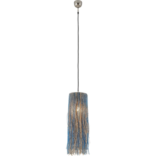Bali Boho Jute Pendant by World Interiors in nickel. Made from glass, iron, jute in a coastal style.