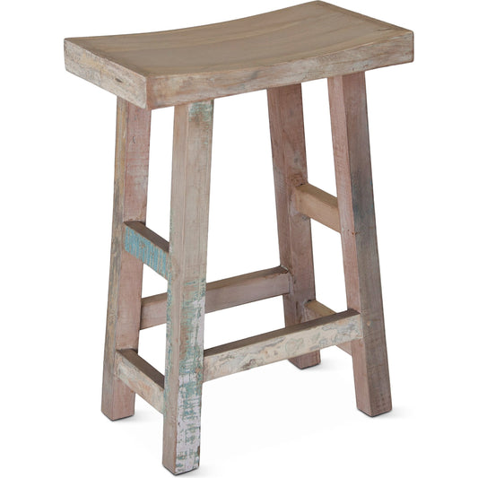 Cordoba Counter Stool by World Interiors in teal and vintage teal. Made from teak wood in a cottage & farmhouse style.