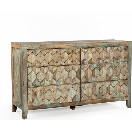 001 SR-876960 | Primary Silo | Cordoba Dresser by World Interiors in teal and vintage teal, antique nickel. Made from teak wood, iron in a eclectic & global style.