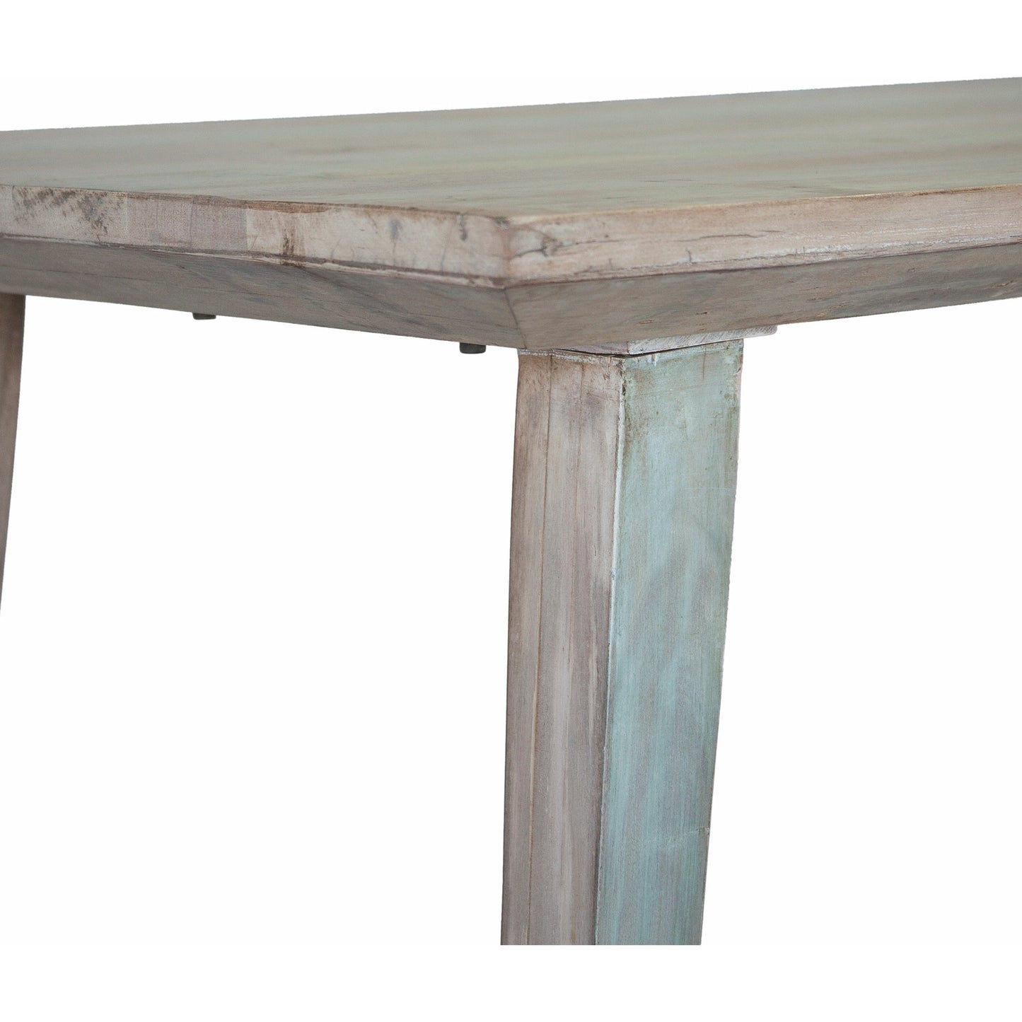 005 SR-876959 | Closeup | Cordoba Dining Table by World Interiors in teal and vintage teal. Made from teak wood in a cottage & farmhouse style.