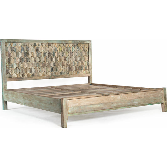 Cordoba Bed by World Interiors in teal and vintage teal. Made from teak wood in a eclectic & global style.