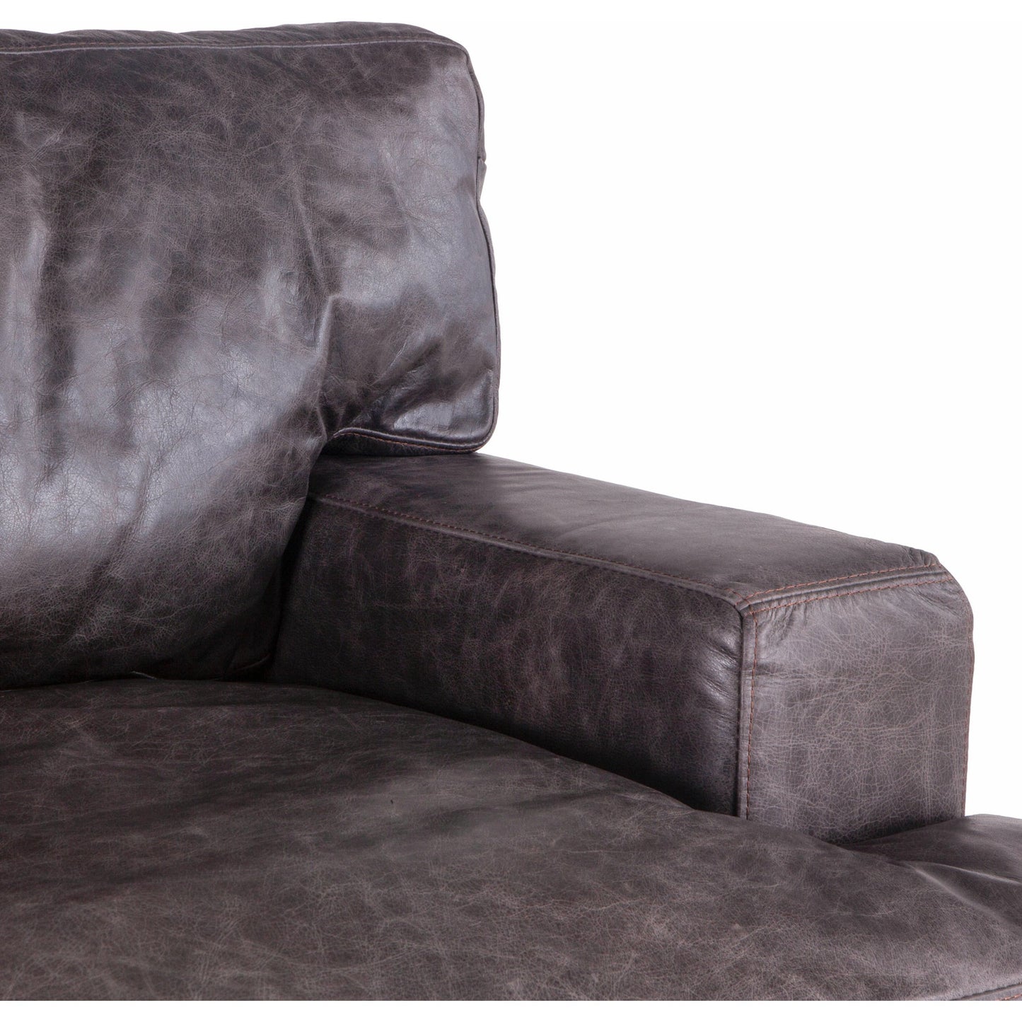 007 SR-876921 | Closeup | Chiavari Armchair by World Interiors in brown and distressed, antique zinc. Made from leather, iron, oak in a rustic style.