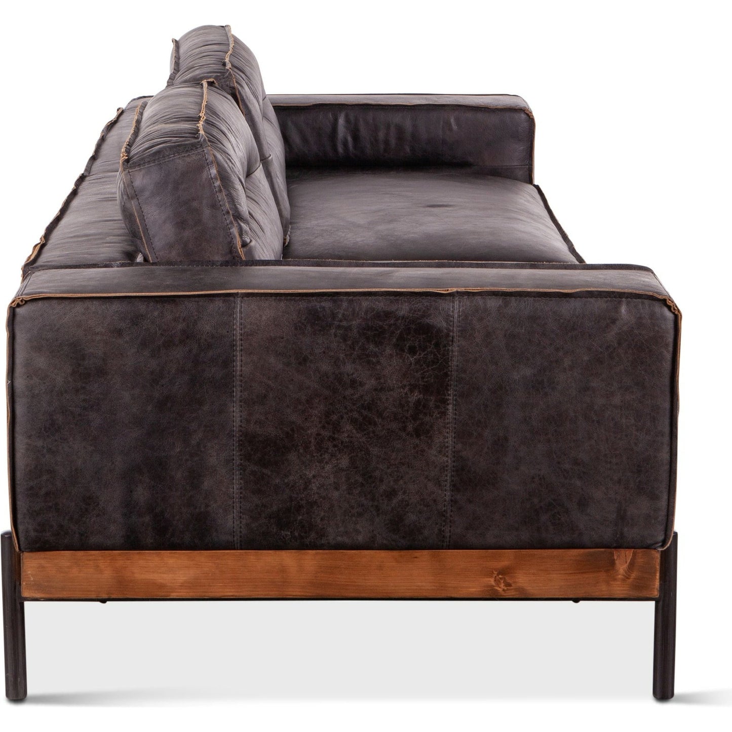 004 SR-876932 | Additional Silo | Chiavari Antique Leather Sofa by World Interiors in black and matte. Made from leather, foam, oak wood, iron in a modern style.