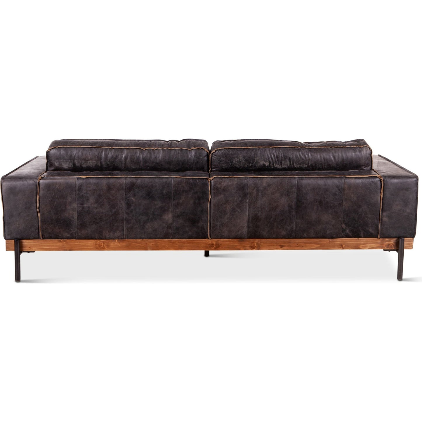 005 SR-876932 | Additional Silo | Chiavari Antique Leather Sofa by World Interiors in black and matte. Made from leather, foam, oak wood, iron in a modern style.