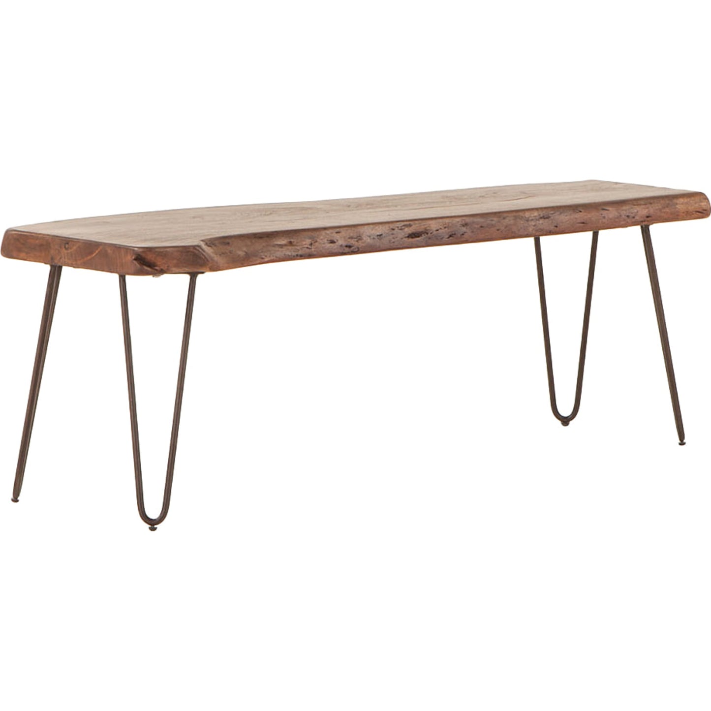 001 SR-877000 | Additional Silo | Grandby Dining Bench by World Interiors in brown and walnut, antique zinc. Made from acacia wood, steel in a modern style.