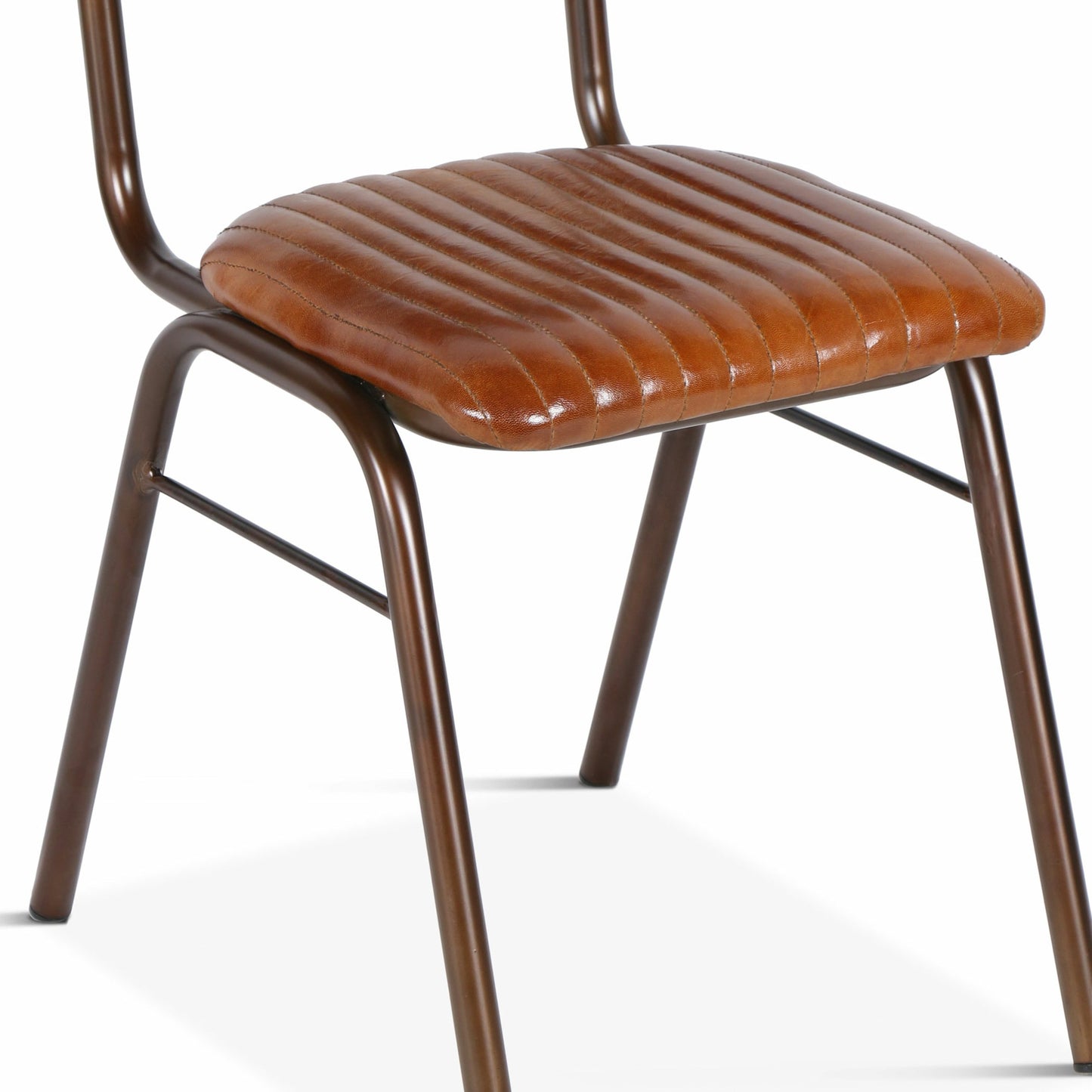 005 SR-877015 | Closeup | Hudson Side Chairs by World Interiors in brown and powder coated. Made from iron, goat leather in a modern style.