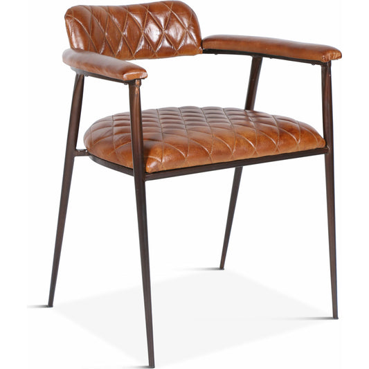 Hudson Armchair by World Interiors in brown and powder coated. Made from iron, goat leather in a modern style.