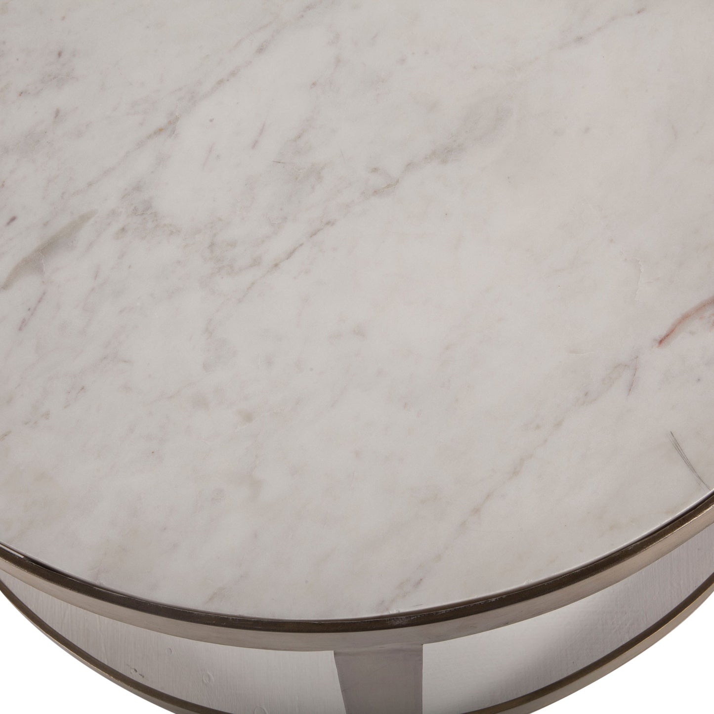 002 SR-877026 | Closeup | Leonardo Side Tables by World Interiors in white and antique gold. Made from marble, iron in a transitional style.