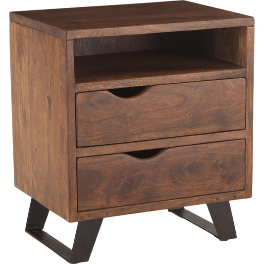 001 SR-877068 | Primary Silo | Nottingham Night Chest by World Interiors in brown and walnut, antique zinc. Made from acacia wood, iron in a modern style.