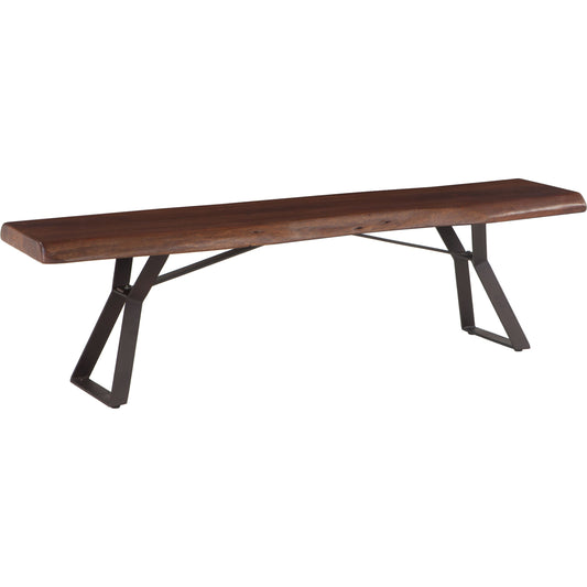 001 SR-877062 | Primary Silo | Nottingham Dining Bench by World Interiors in brown and walnut, antique zinc. Made from acacia wood, iron in a modern style.