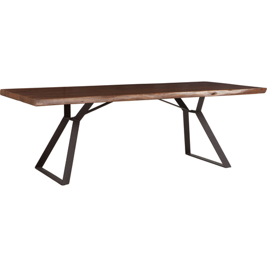 Nottingham Dining Table by World Interiors in brown and walnut, antique zinc. Made from acacia wood, iron in a modern style.