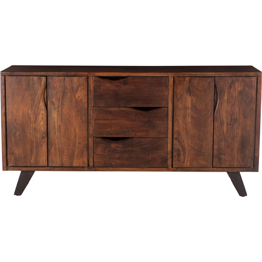 Nottingham Sideboard by World Interiors in brown and walnut, antique zinc. Made from acacia wood, iron in a modern style.