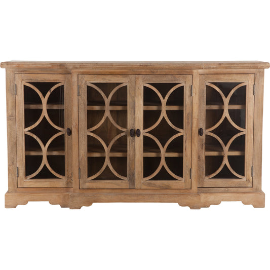 Pengrove Sideboard by World Interiors in light brown and antique oak. Made from mango wood, glass in a cottage & farmhouse style.