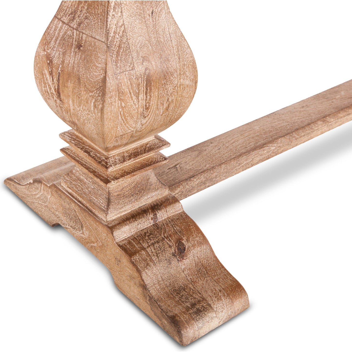 004 SR-877100 | Closeup | Pengrove Dining Bench by World Interiors in light brown and antique oak. Made from mango wood in a cottage & farmhouse style.