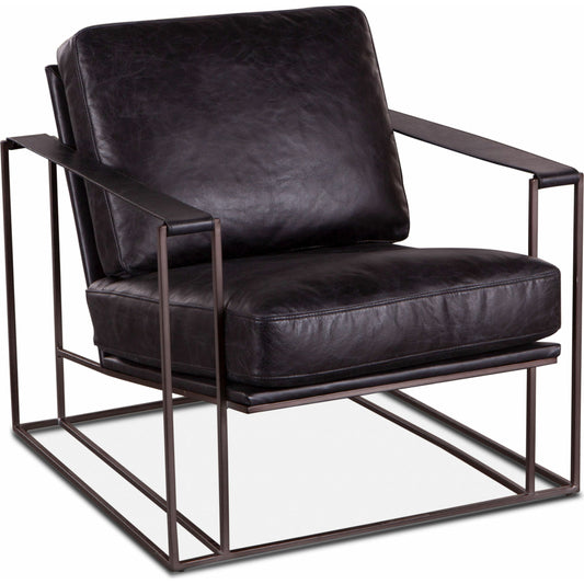 Portlando Armchair by World Interiors in black and matte brown. Made from cowhide leather, iron in a modern style.