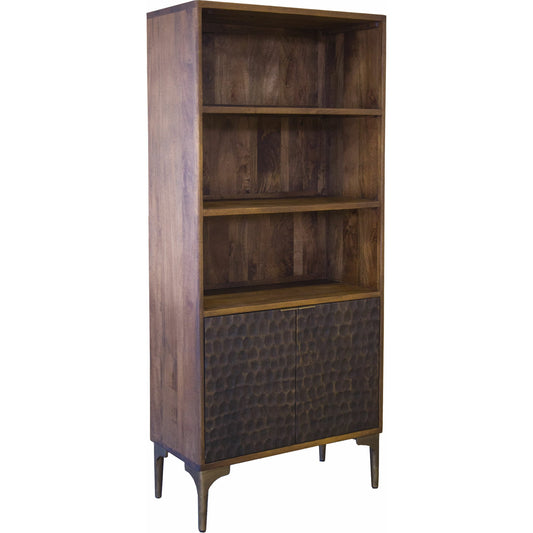 Vallarta Bookshelf by World Interiors in brown and two tone, bronze. Made from mango wood, cast aluminum in a eclectic & global style.