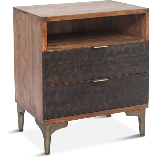 Vallarta Night Chest by World Interiors in brown and two tone, bronze. Made from mango wood, cast aluminum in a eclectic & global style.
