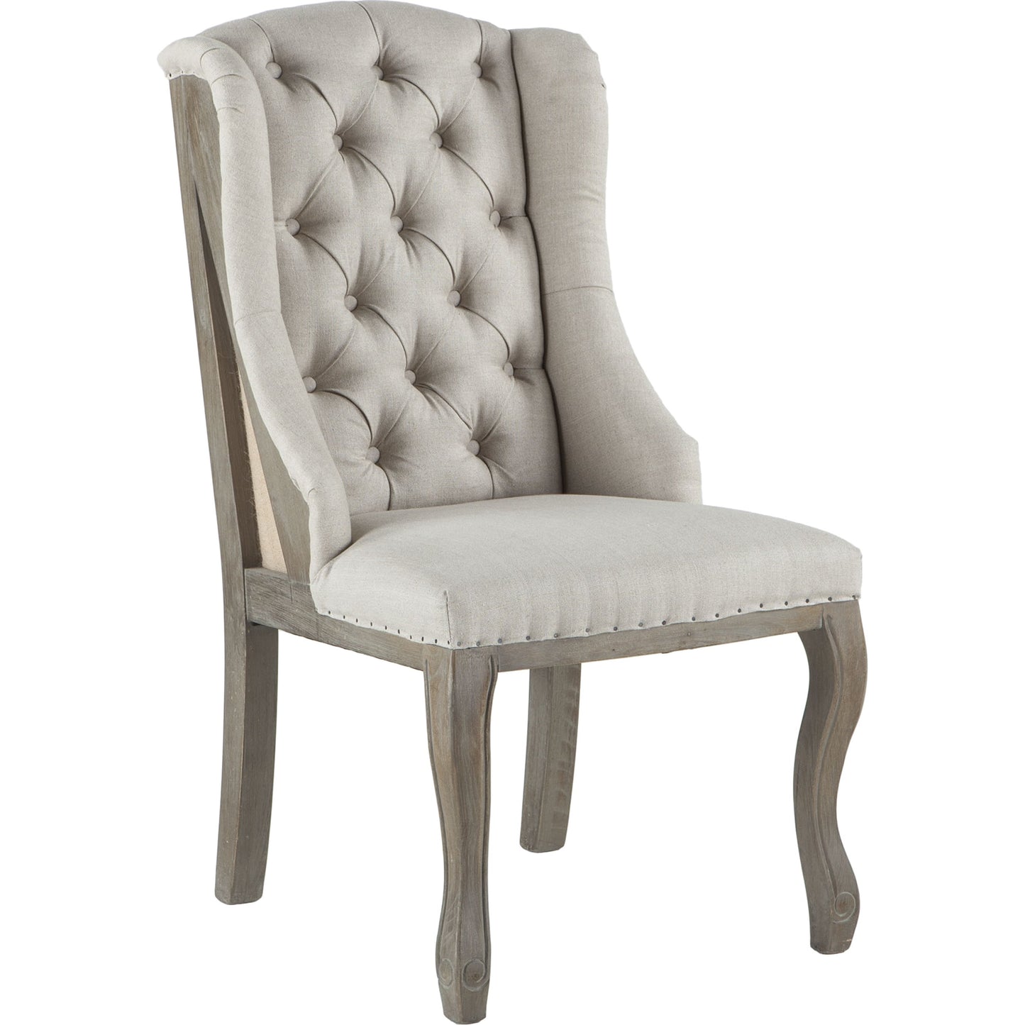 004 SR-877114 | Additional Silo | Portia Linen Dining Chair by World Interiors in off-white and whitewash. Made from linen, cotton, polyester blend fabric, oak wood in a cottage & farmhouse style.