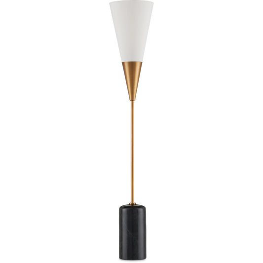 001 SI-2133997 | Primary Silo | Martini Torchiere Table Lamp by Currey and Company in brushed brass, black. Made from metal, marble in a modern style.