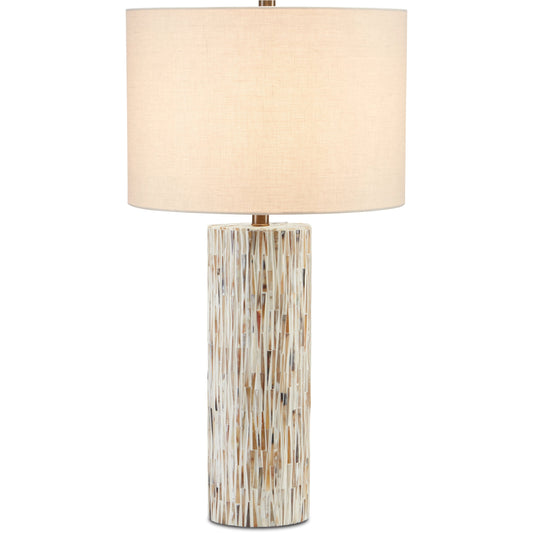 Aquila Table Lamp by Currey and Company in natural bone, antique brass. Made from bone, wood, composite in a transitional style.