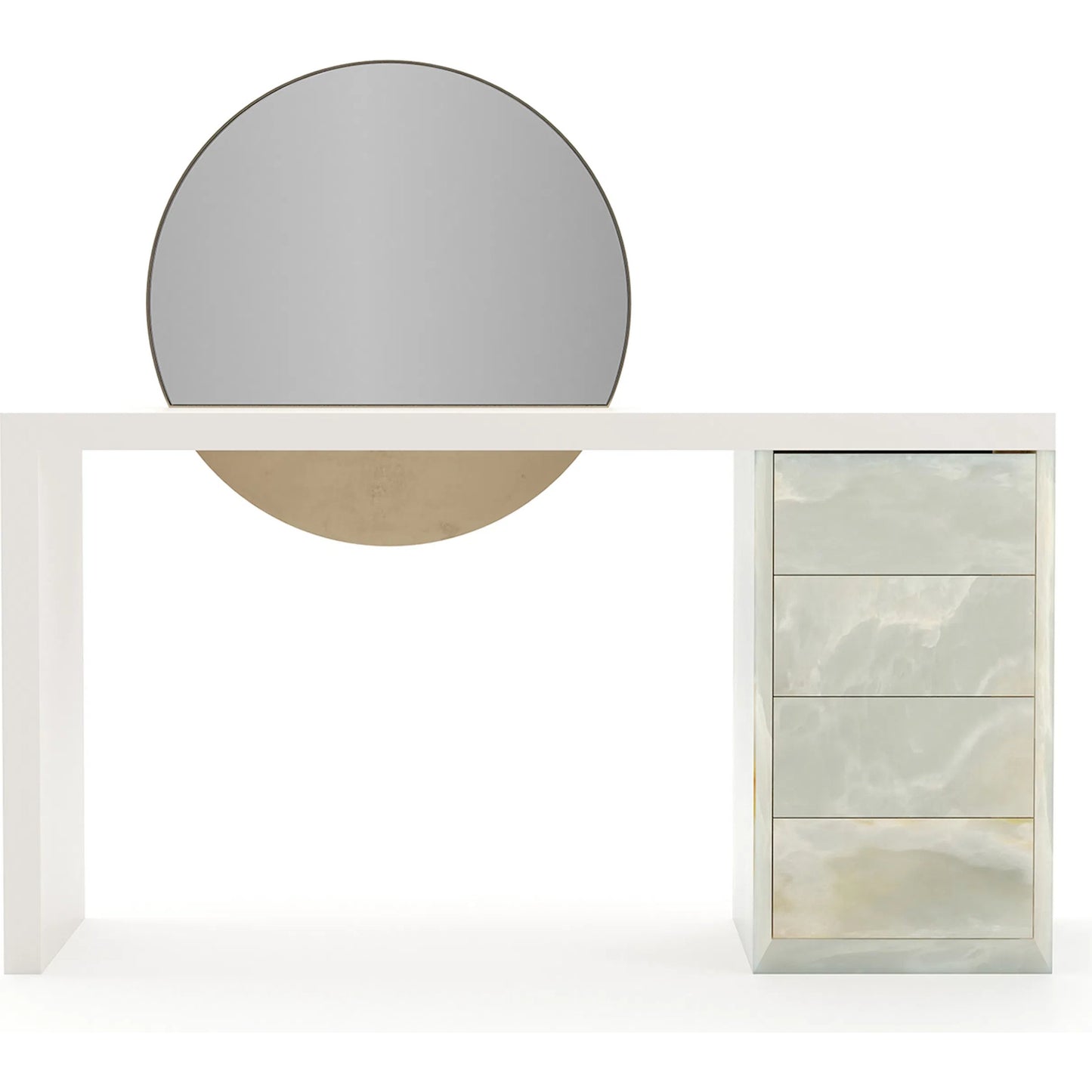 002 SI-2462225 | Additional Silo | Monaco Vanity by Caracole in almond milk. Made from stone in a modern style.