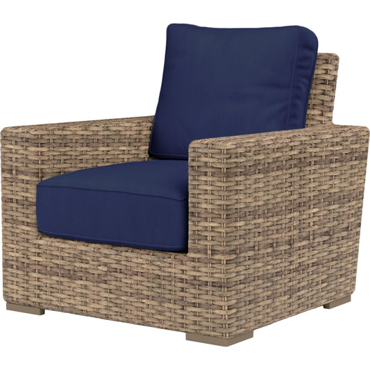Havana Outdoor Club Chair by Sunset West in tobacco. Made from resin wicker in a modern style.