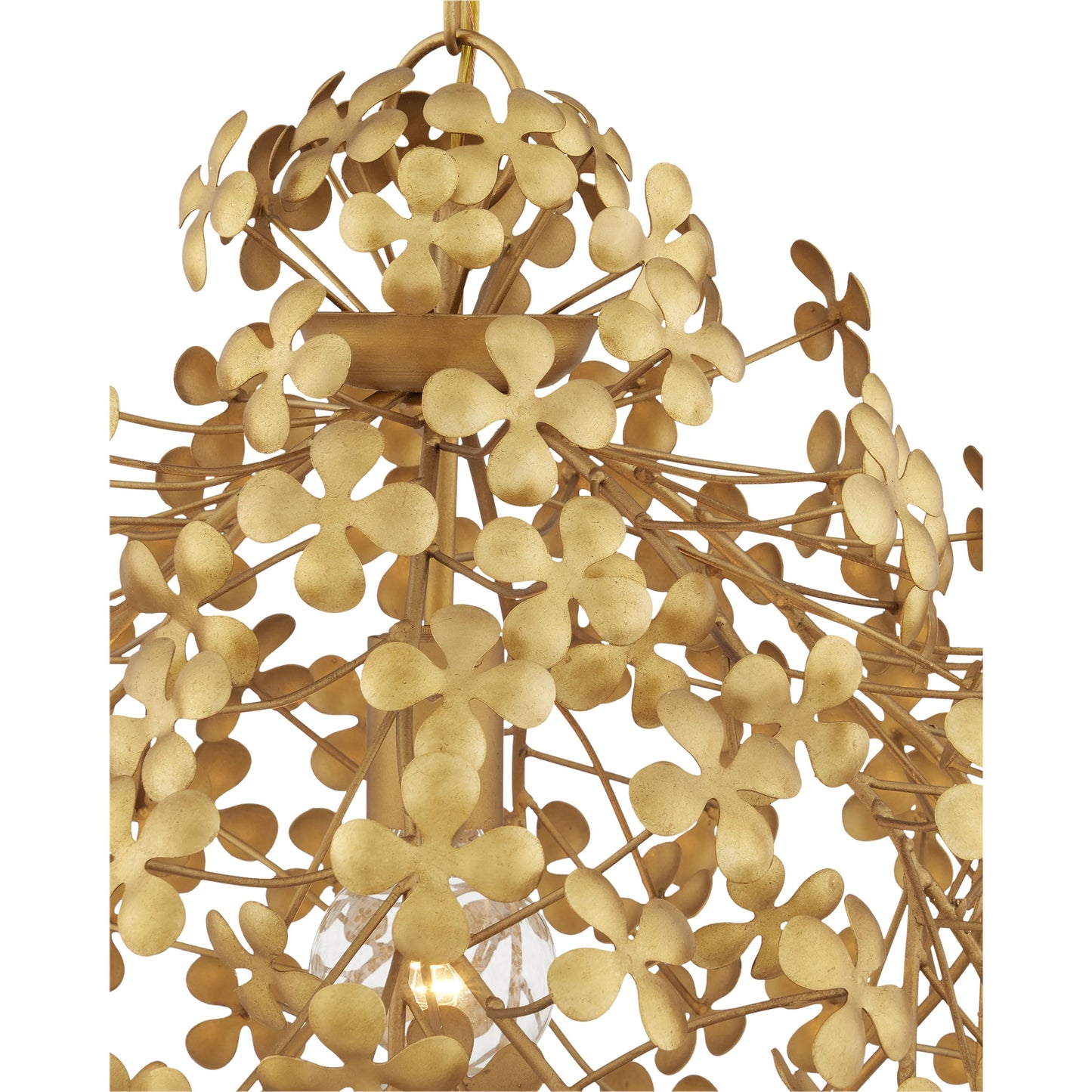 008 SI-2007704 | Additional Silo | Cloverfield Pendant by Currey and Company in contemporary gold leaf. Made from wrought iron in a modern style.