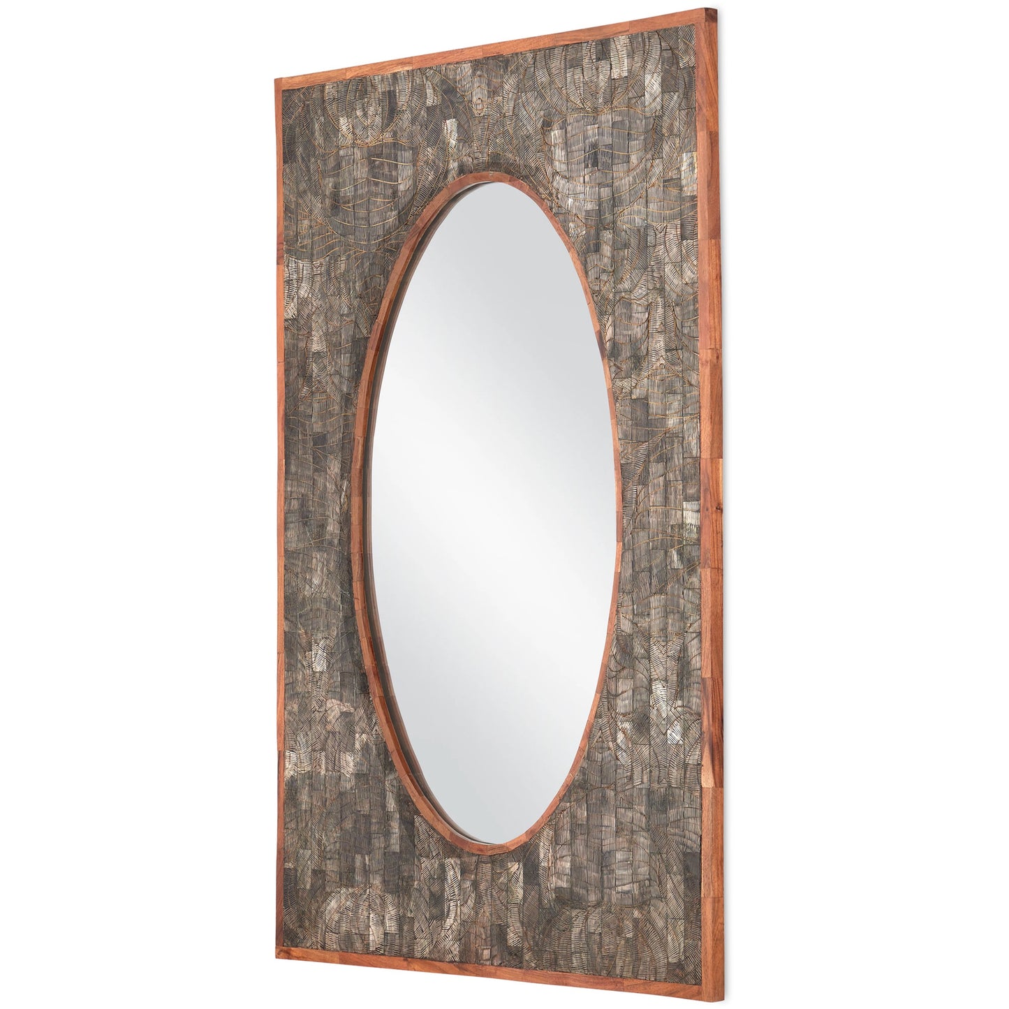 003 SI-2191705 | Additional Silo | Ebba Mirror by Currey and Company in natural, mirror. Made from horn, wood, engineered wood, mirror in a modern style.