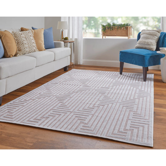 Saphir Mira Geometric Rug - 3496F by Feizy in pink, white. Made from viscose, polyester in a unique style.