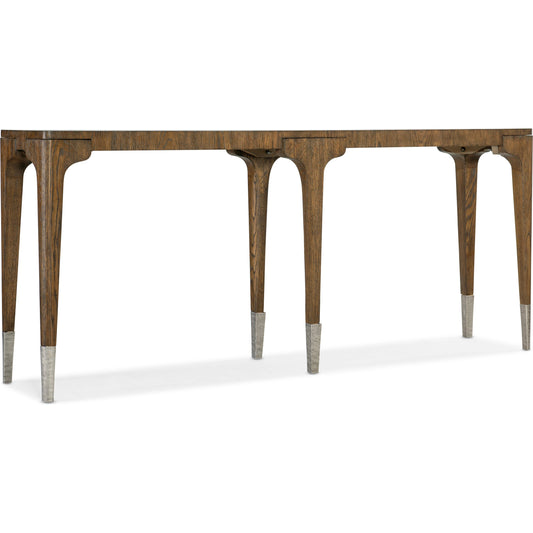 Chapman Console Table by Hooker Furniture in sorrel. Made from white oak veneers, metal ferrules in a modern style.