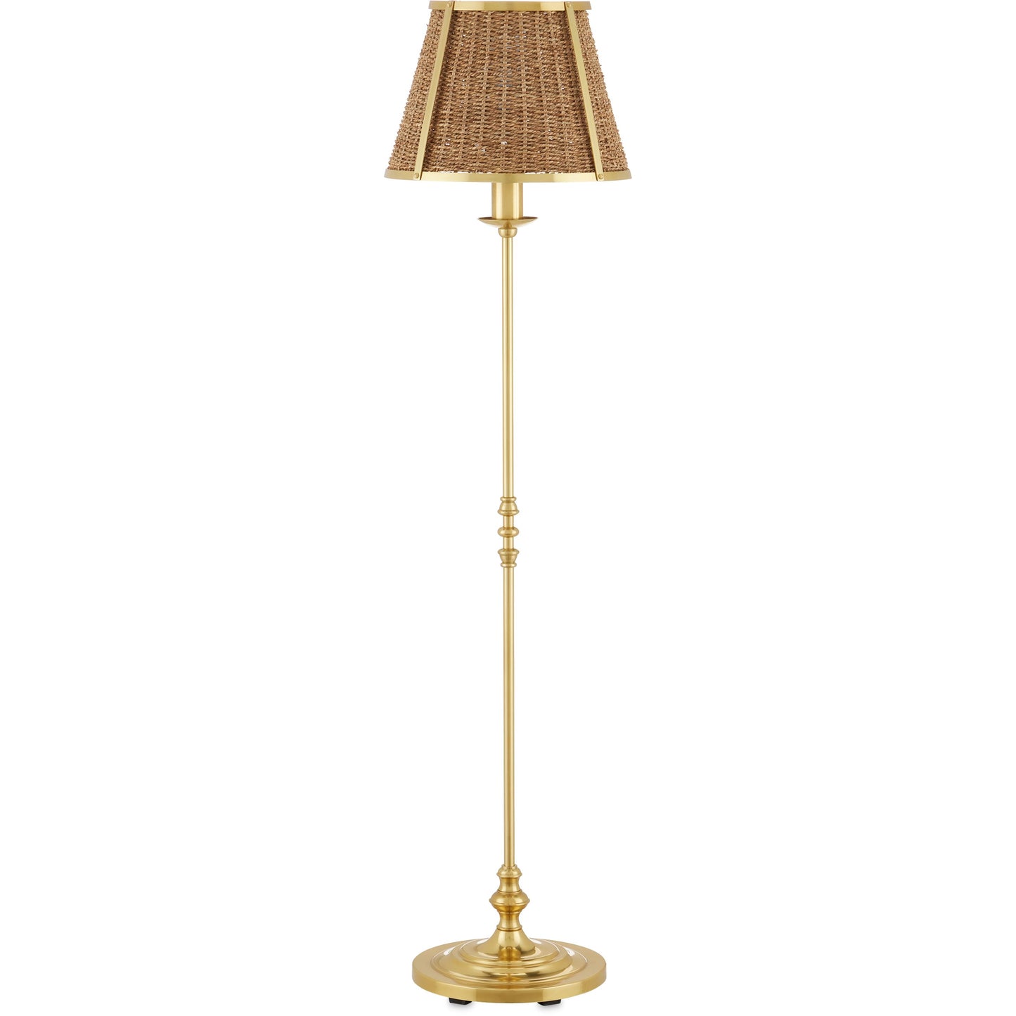002 SI-2133901 | Additional Silo | Deauville Floor Lamp by Currey and Company in polished brass, natural. Made from metal, seagrass in a cottage & farmhouse style.