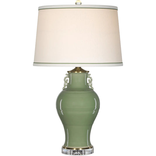 Londonderry Table Lamp by Currey and Company in green, clear. Made from porcelain, optic crystal in a eclectic & global style.