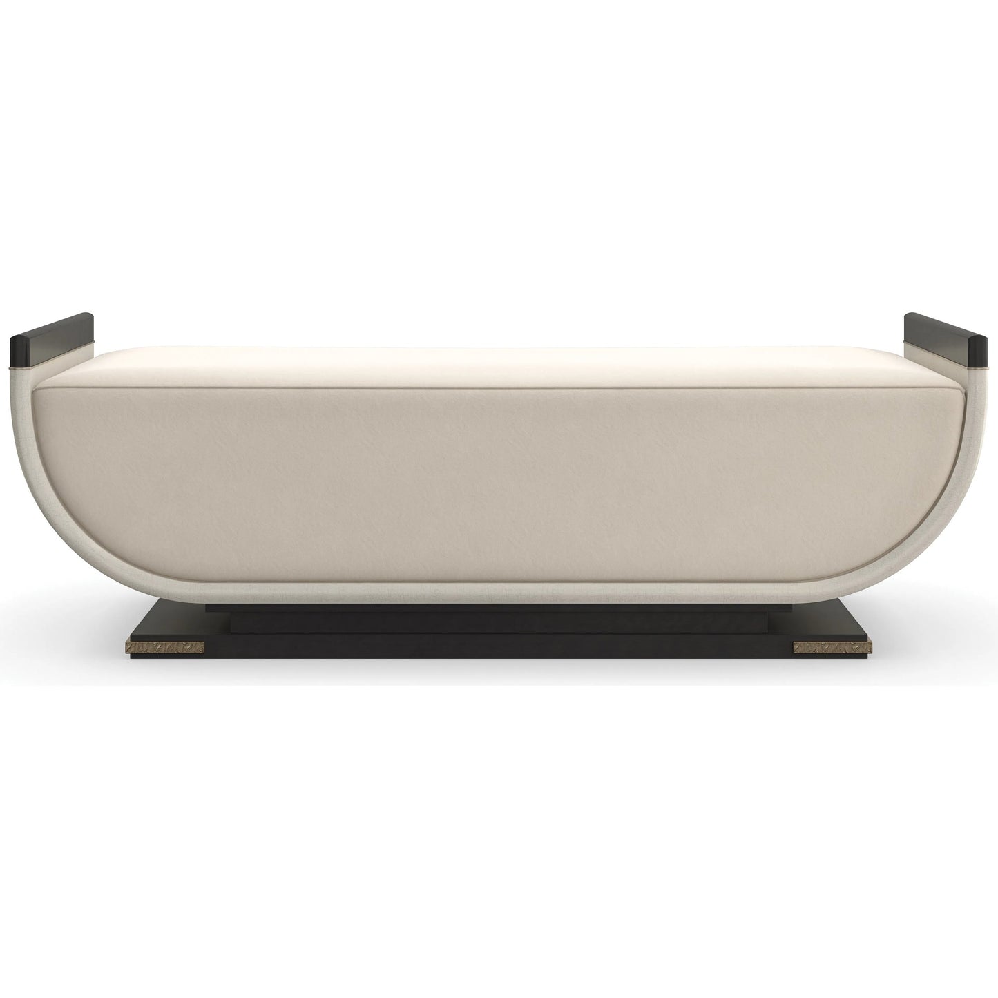 003 SI-2162872 | Additional Silo | Crete End of Bed Bench by Caracole in ivory, gold and charred bark, brushed gold paint, ivory craze. Made from poplar, dyed makore in a unique style.