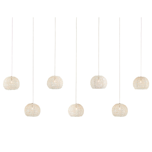 Piero Rectangular 7-LIGHT Multi-Drop Pendant by Currey and Company in sugar white, silver. Made from sugar white, metal in a modern style.