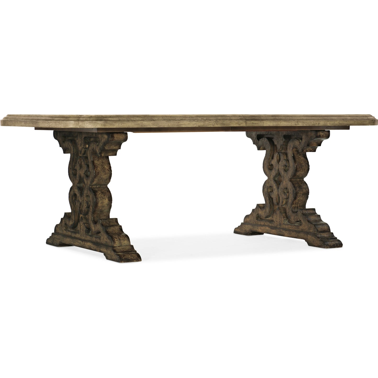 001 SI-1749053 | Additional Silo | La Grange Le Vieux Double Pedestal Table by Hooker Furniture in flemish, barn wood. Made from pecky hickory veneer, resin, solid-wood edge top in a traditional style.