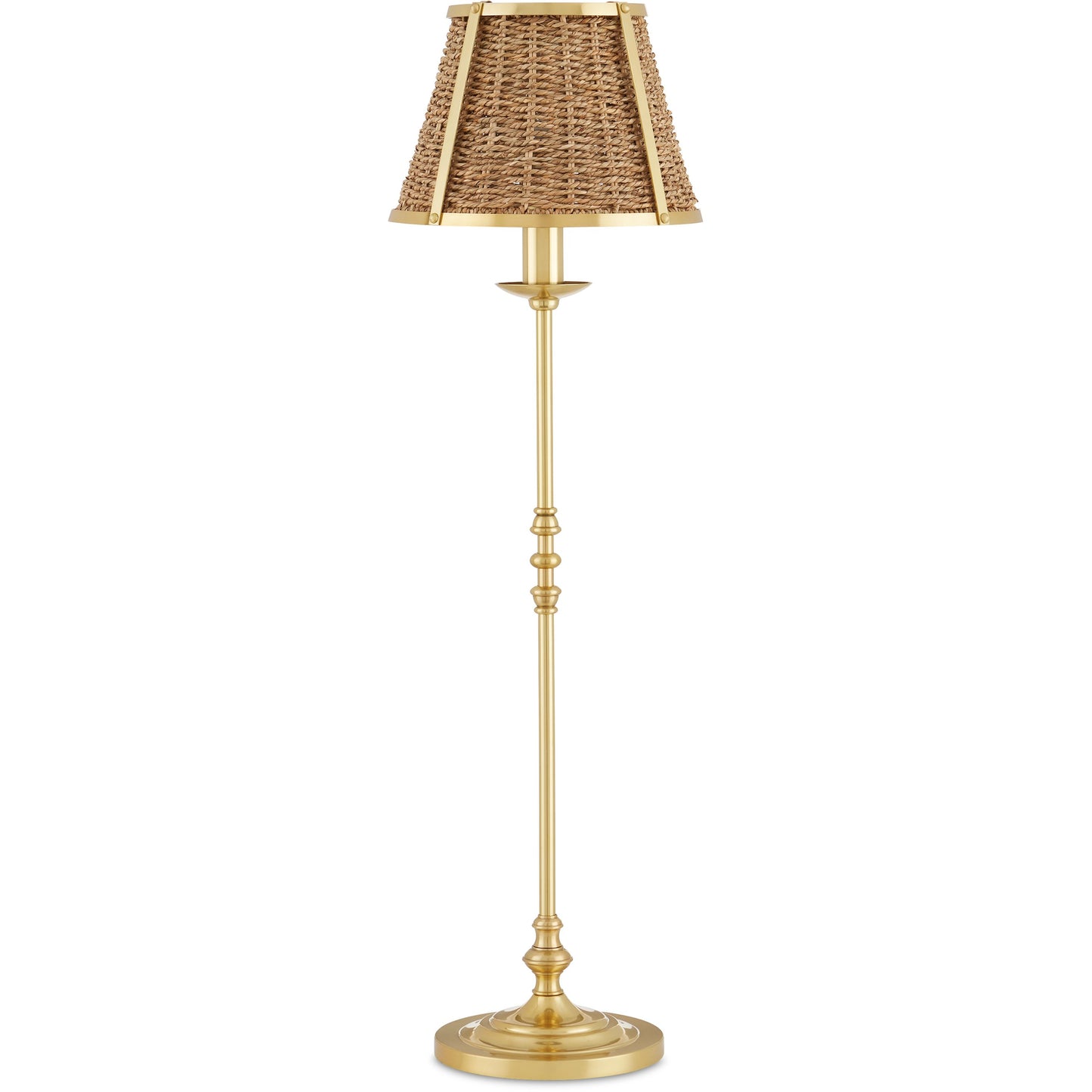 001 SI-2133904 | Additional Silo | Deauville Table Lamp by Currey and Company in polished brass, natural. Made from metal, seagrass in a cottage & farmhouse style.